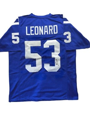 Darius Leonard HAND-SIGNED Indianapolis Colts Autographed Blue Jersey JSA - Image 1 of 3