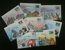 Switzerland Mountain 1991 Flower FDC (coin cover 8's) *rare *diff cancellations