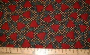 Debbie Mumm Fabric Strawberries - Black & Tan Chk 16" REMNANT - Picture 1 of 1