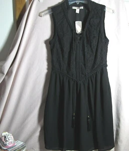 Forever 21 Contemporary Black Lace Bodice Sleeveless Princess Short Dress S New - Picture 1 of 4