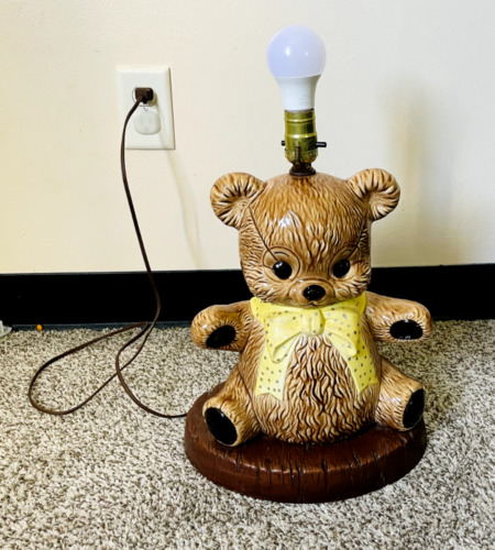 Vintage Teddy Bear Hand Made Table Lamp /  Nursery Night Light / Baby Room / 14"