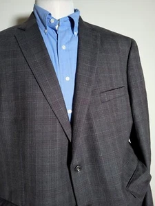 48R Michael Kors Purple Tweed Windowpane Check Wool Jacket Blazer Sport Coat - Picture 1 of 8
