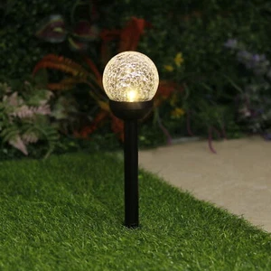 6pk Solar Powered Black LED Landscape Crackle Glass Ball Path Light, 3 Lumens - Picture 1 of 9