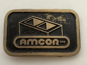 AMCOR Inc Dynabuckle Belt Buckle Solid Brass Vintage USA Made Rectangle