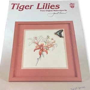 Green Apple Co. Tiger Lilies Cross Stitch Leaflet Watercolors Janet Powers Vtg - Picture 1 of 4