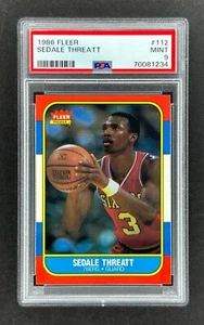 1986-87 Fleer #112 Sedale Threatt RC (76ers) PSA 9 MINT ROOKIE!   NEUE PLATTE! - Bild 1 von 2