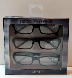 NIB Designer PRECISION 3/pk Eyewear Reading Glasses +2.00 - Picture 1 of 2