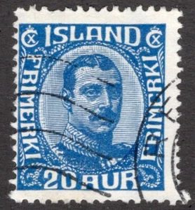 ISLANDIA 1920, SC-118, F U 20 aur Christian X scv $19,00 *Sellos de la bahía* - Imagen 1 de 2