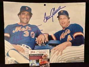 TOM SEAVER MIKE TORREZ SIGNED AUTO 1983 NY METS CALENDAR COVER JSA STEINER - Picture 1 of 4