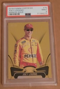 PSA 9 NASCAR 2018 PANINI CERTIFIED MIRROR GOLD JOEY LOGANO #'D 25/25