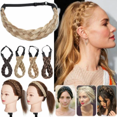Diadema trenzada gruesa trenzada gruesa trenzada real como humano para cabello EE. UU. Foto 1 de 4