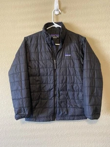 Mint Patagonia Primaloft Quilted Nano Puff Jacket Boys Kids Large 12 Youth Black - Picture 1 of 7