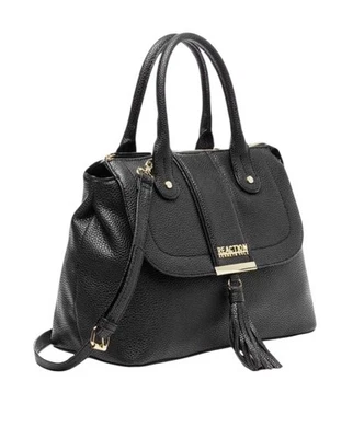 Bolso Bandolera Kenneth Cole Reaction Negro Solapa Frontal Noruega Con Borla Usado en Excelente Condición Foto 1 de 4