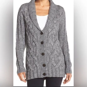 Cárdigan UGG Margie Tejido con Cable Cuello Chal Gris Suéter Mujeres M Grueso Acogedor - Imagen 1 de 14