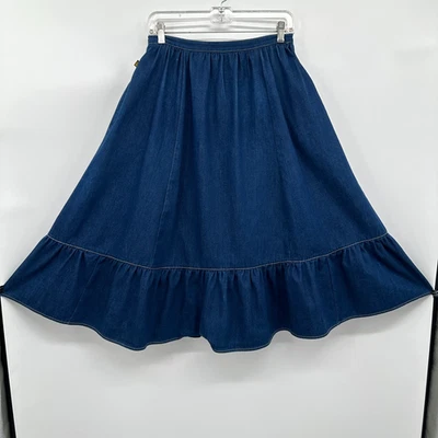 Falda vaquera vintage Sasson talla 13 mediana fluida occidental cottagecore pradera boho Foto 1 de 4