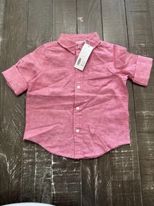 JANIE AND JACK NWT Boys Linen/Cotton Blend Button Down Shirt Size 18-24 months - Picture 1 of 5