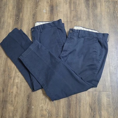 Haggar Life Khaki Chino Pants 2 Pair 36x29 Navy Blue Slim Fit Repreve Stretch... - Image 1 of 4
