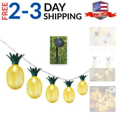 Ананасовые гирлянды на солнечных батареях 15 футов 20 светодиодов водонепроницаемые на солнечных батареях Fairy Str... - Изображение 1 из 4
