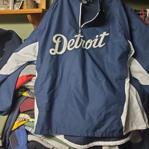 Vintage Majestic Cool Base Detroit Tigers Quarter Zip Warm Up Jacket 2XL - Picture 1 of 12