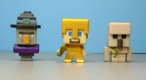 Minecraft 1" Mini-Figure LOT ~ Grass Series 1 / WITCH / GOLD STEVE / IRON GOLEM - Picture 1 of 6