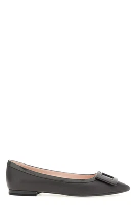 Bailarina Roger Vivier Gommettine Cuero Gris Plana Nueva y Auténtica Foto 1 de 4