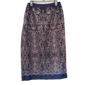 Talbots Mujeres Talla 14P Pequeña Púrpura Paisley Línea A Larga Lana Falda Cremallera Dinero Antiguo - Imagen 1 de 9