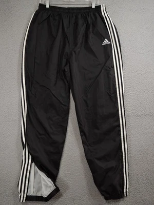 VINTAGE Adidas Pants Mens 2XL XXL Black White 90s Lined Windbreaker Track - Image 1 of 4