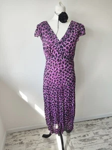 Per Una Womens Purple Black Floral Midi Plisse Dress Size 14 Occasion Summer - Imagen 1 de 8