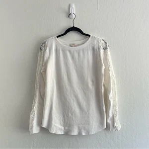 Sundance White Waffle Knit Long Sleeve Boho Dainty Sheer Sleeves Womens Small - Picture 1 of 7