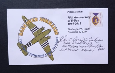 WWII B-17 Pilot John "Lucky" Luckadoo Signed First Day Cover - Image 1 of 2