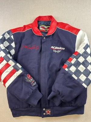 AC Delco Racing Dale Earnhardt Jr Mens XXL Jacket Leather Checker Flag Nascar - Image 1 of 4