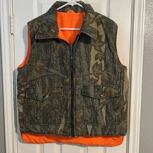 VINTAGE Winchester Vest Men's L Camo Orange Conceal Reversible Trebark Puffer - Picture 1 of 14