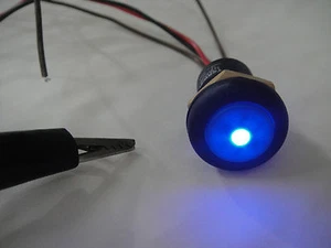 Waterproof Locking OFF-ON PUSH BUTTON BLUE 3v LED 9v-12v-110v-250v Switch - Picture 1 of 4