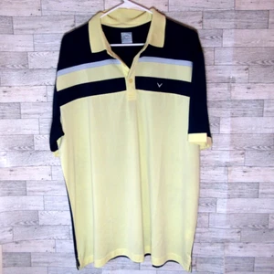Callaway Shirt Men’s XL Opti-Dri Sun Protection Golf Polo Navy Yellow New - Picture 1 of 5