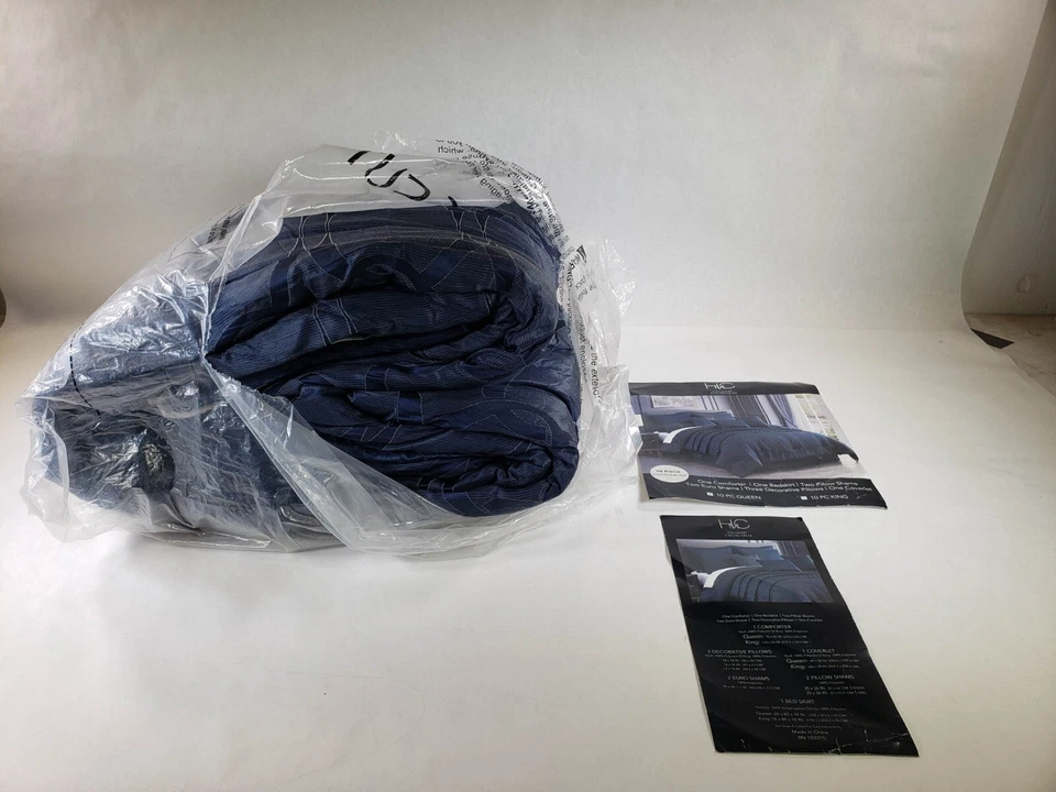 Juego de edredón Hallmart Collectibles Blue Riverbrook Home 10 piezas talla Queen Foto 1 de 4