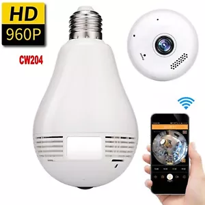 LAMPADINA WIFI TELECAMERA MICROSPIA VIDEOCAMERA CAMERA NASCOSTA V380 PANORAMICA - Imagen 1 de 1
