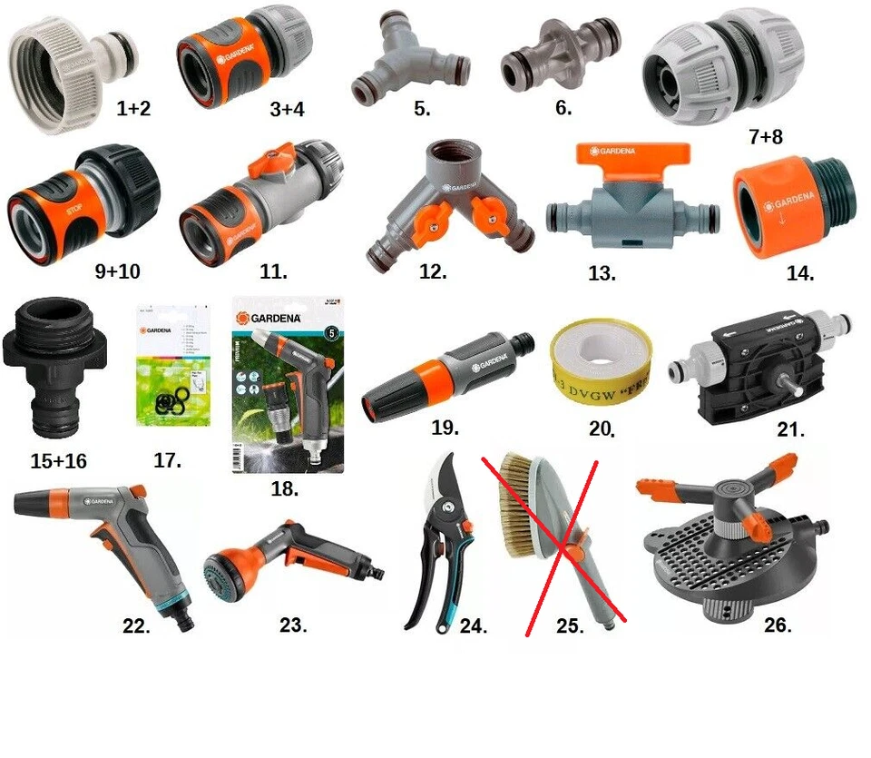 TOP GARDENA Schlauchstück Hahnstück Wasserstop Kupplung Reparator Y-Stück Regner