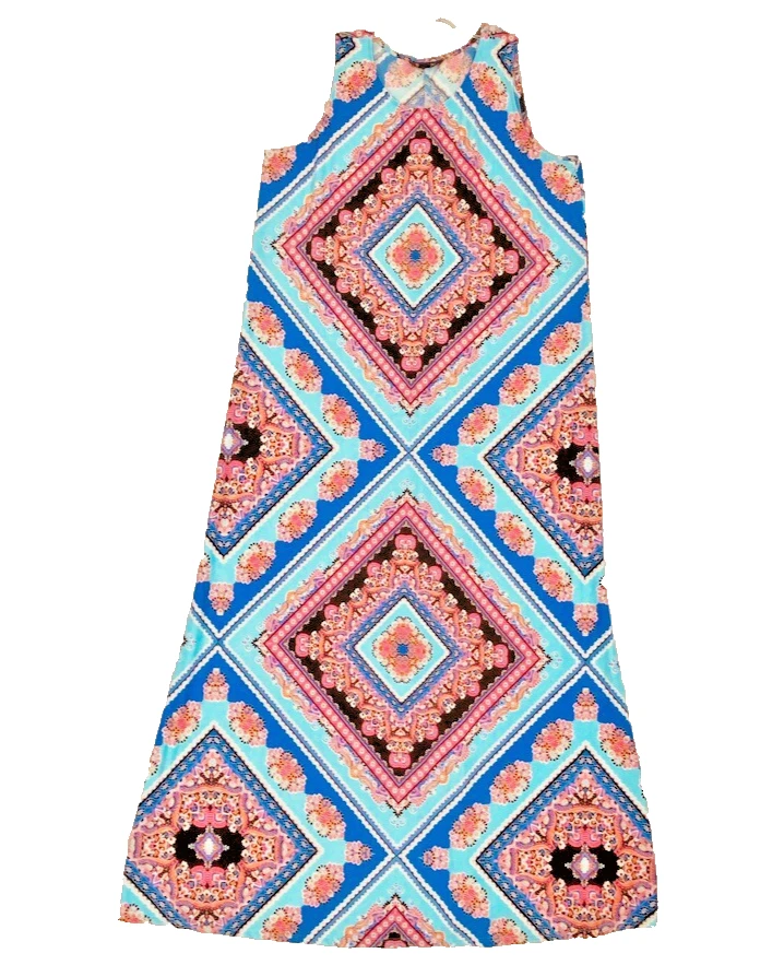 Vestido Roamans Mujer M 14-16 Azul Geométrico Sin Mangas Ligero Tejido Pullover Foto 1 de 4