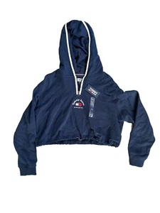 TOMMY HILFIGER Tommy Jeans blau bestickt kurz geschnitten Hoodie Sweatshirt XL - Bild 1 von 3