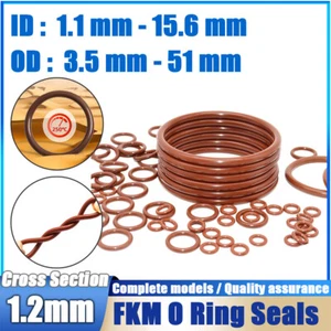 Brown FKM O-Ring 1.2mm Cord Dia, 3.5mm - 51mm OD, High Temp Oil Resistant Seal - Picture 1 of 41
