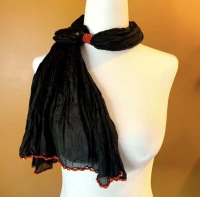 Lindo cachecol de seda italiano Rajola com miçangas de coral. Simplesmente deslumbrante. - Imagem 1 de 4