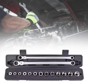 Verstellbarer Ratschenschlüssel Satz Chrom Vanadium Stahl Drehmoment Steckschlüssel für Autoreparatur - Bild 1 von 10