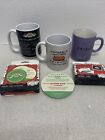Friends TV Series Central Perk Ceramic Coffee Mugs (3) Trivia Quiz Coasters Lot