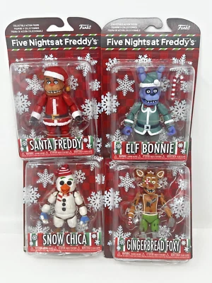 FNAF Five Nights At Freddy's Christmas Holiday Set of 4 Action Figures Funko - Image 1 of 2