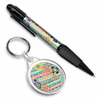 Pen & Keyring (Round) - Pretty Tribal Aztec Flowers African Tribe #24329