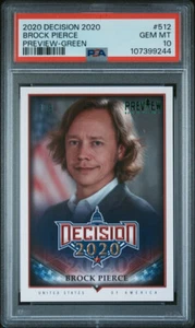 2020 Decision BROCK PIERCE GREEN FOIL ROOKIE # 1/3 PSA 10 POP 1 Tether Crypto - Foto 1 di 2