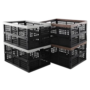 Cand 4 Pack Large Collapsible Crate for Storage, 42 Liter Plastic Folding Crate - Picture 1 of 9