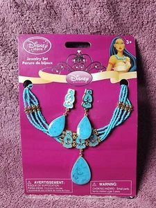 Vintage The Disney Store Pocahontas Necklace & Earring Set Clip On Princess Kids - Picture 1 of 10