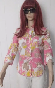 EXPRESS DESIGN STUDIO Floral 3/4 Sleeve Lightweight Button Blouse Pink SzM Bl.1 - Picture 1 of 10