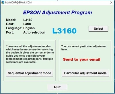 Reset Epson L 3160 ✅Waste ink Pad counter Reset 100%🔑 1Pc key🔥email ⭐⭐⭐⭐⭐ - Image 1 of 4